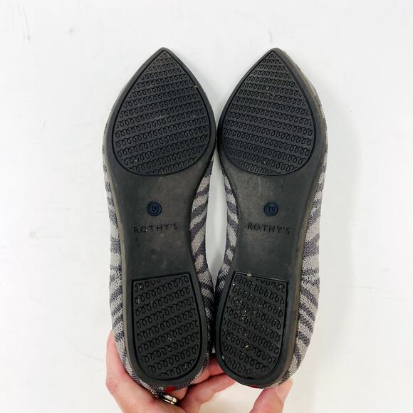 Rothy's The Point Grey Zebra Stripe Size 6 Slip On Ballet Flats - Picture 6 of 8
